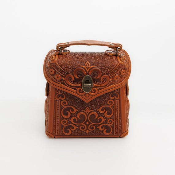 Boho Handmade Embossed Leather 3in1 Mini Convertible Backpack Purse  Crossbody - Etsy