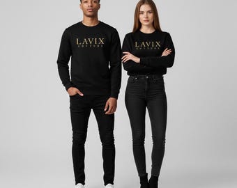 Sudadera unisex de algodón orgánico de 300 g/m² de grosor pesado, estilo urbano minimalista, cuello redondo premium, LAVIX