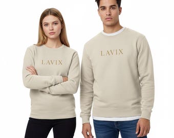 Sudadera unisex de algodón orgánico de 300 g/m² de grosor pesado, estilo urbano minimalista, cuello redondo premium, LAVIX