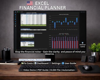 Planificador Financiero Premium de Excel 2026 | Panel de Presupuesto | Seguimiento de Ingresos y Gastos | Proyección de Ahorros | Modo Oscuro