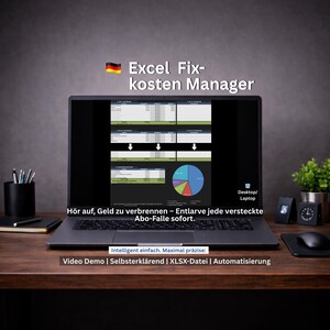 Fixkosten Manager Excel | Abos & Verträge verwalten | Excel Haushaltsbuch Mini | Monatliche Ausgaben Übersicht