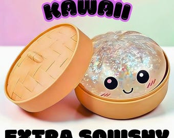 Glitter Dumpling Squishy Toy | Kawaii Stress Relief Fidget, Slow Rising Sensory Desk Accessory