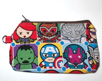 Iron man Thor marvel comic handmade fabric coin change purse zipper pouch