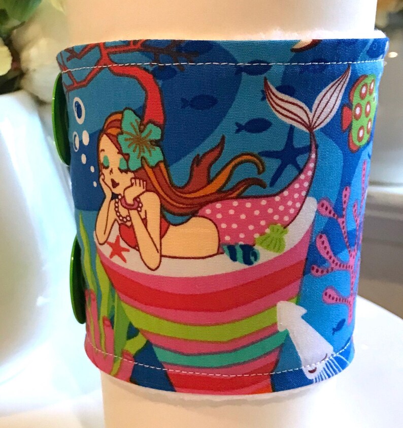 Colorful Mermaid Underwater Ocean Handmade Coffee Cozy Sleeve CLEARANCE