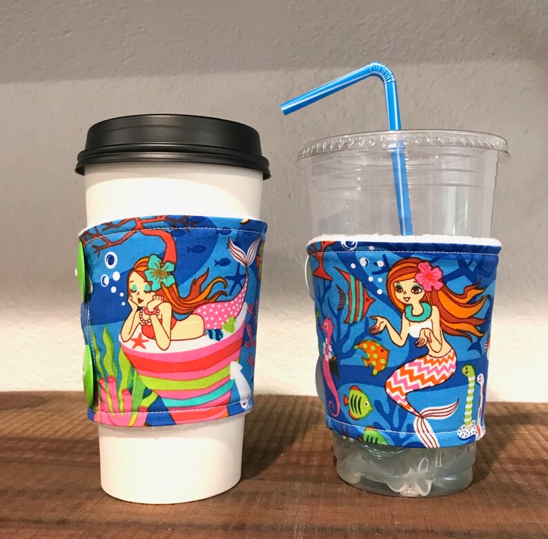 Colorful Mermaid Underwater Ocean Handmade Coffee Cozy Sleeve CLEARANCE