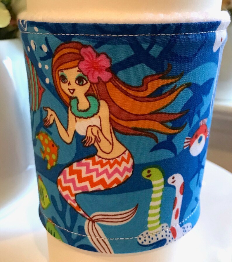 Colorful Mermaid Underwater Ocean Handmade Coffee Cozy Sleeve CLEARANCE