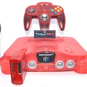Nintendo 64 (N64) Translucent Red Wireless + HDMI Ultimate Console Bundle Refurbished