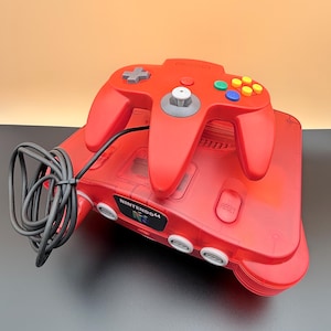 Nintendo 64 Console – Custom Transparent Red Shell | Refurbished & Tested | Complete Bundle