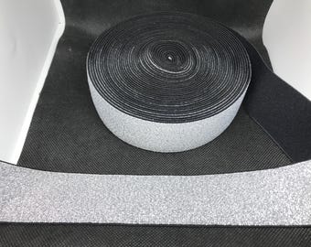 Elastic Band Trim By the yard  4cm Wide - Perfect for Headbands Hat Bands Exotic Dancewear - Metallic Silver