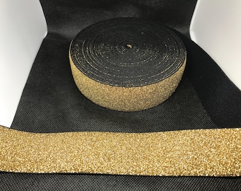 Elastic Band Trim By the yard  4cm Wide - Perfect for Headbands Hat Bands Exotic Dancewear - Metallic Light Gold
