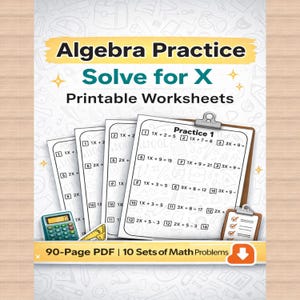 Hojas de práctica de álgebra: Problemas básicos de álgebra