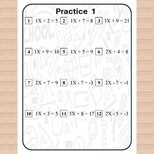 Algebra Practice Worksheets: Basic Algebra Problems image 2