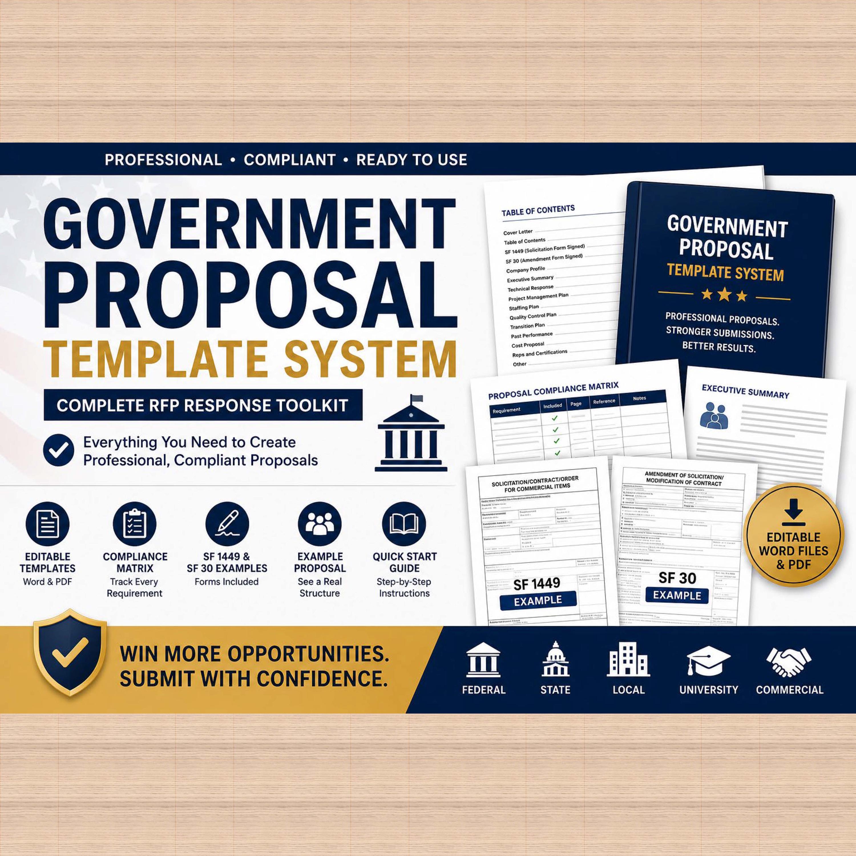 Government Proposal Template System | RFP Response Toolkit (word, PDF ...
