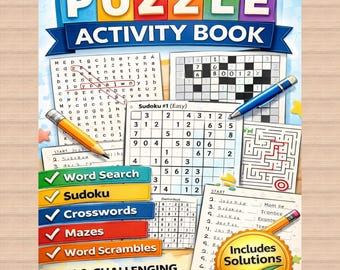 Ultimate Puzzle Activity Book – Printable Brain Games (Digital Download)