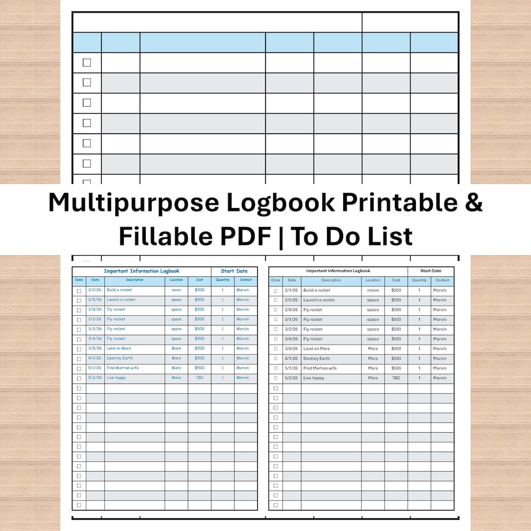 Multipurpose Logbook Bundle | Printable, Fillable Task Organizer (PDF ...