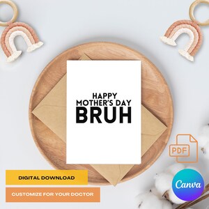 Bruh Funny Mother's Day Card Template | Tween Gift for Mom | Personalized Digital Download Mama PDF Canva Printable from Teen Boy