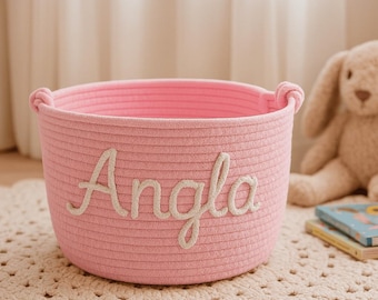 Custom Name Storage Basket | Kids Toy Organizer Bin | Nursery Organization Basket | Newborn Gift