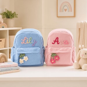 Mochila infantil mini personalizada – Mochila pequeña para niños pequeños con nombre personalizado, mochila preescolar de pana, regalo para bebés niños y niñas.