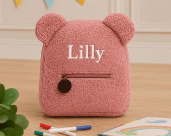 Zaino personalizzato con orsetto, zaino per bambini con nome personalizzato, borsa per asilo nido e scuola materna