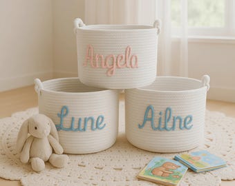 Custom Name Storage Basket | Kids Toy Organizer Bin | Nursery Organization Basket | Newborn Gift
