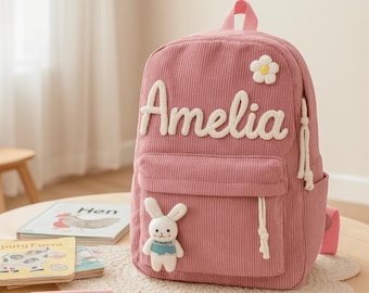 Personalized Corduroy Backpack • Custom Name Kids Bag • Toddler Gift •Preschool/Nursery Backpack