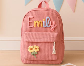 Mochila infantil personalizada, mochila de pana con nombre personalizado, mochila escolar preescolar