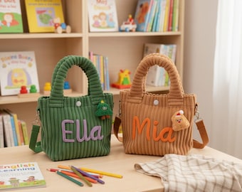 Personalized Toddler Crossbody Bag – Corduroy Preschool Purse