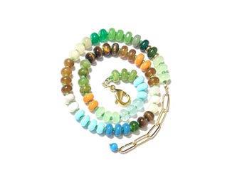 Aardse kralenketting, verstelbare ketting (16-19 inch) "Nature's Rhythm"