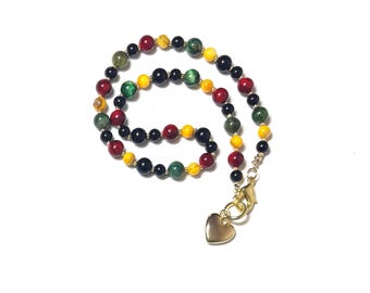 Hartketting met kralen: kleurrijke eenheidsketting, 16 inch 'One Love'