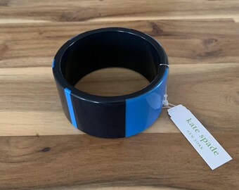 Kate Spade Bronwyn Bangle Royal Blue Stripes Cuff Bracelet NWT/ all item prices include US tariffs