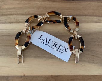 Lauren Ralph Lauren golden tone synthenic Tortoise Inlay bracelet NWT jewelry/ all item prices include US tariffs