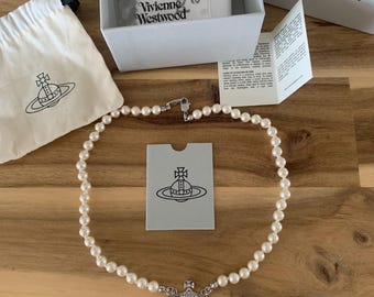 Vivienne Westwood Mini Bas Relief Pearl Choker necklace gift jewelry NWT/ all item prices include US tariffs