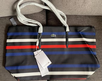 Borsa a mano Lacoste L.12.12 Concept Tote con tracolla rossa, nuova con etichette / tutti i prezzi degli articoli includono i dazi doganali statunitensi