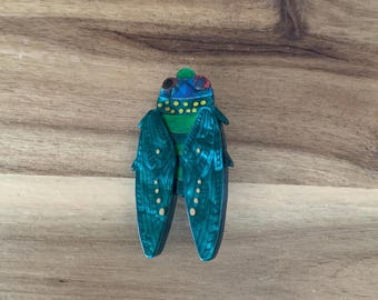 Erstwilder Melodic Moments Cicada Brooch insect pin NWOT all item prices include US tariffs