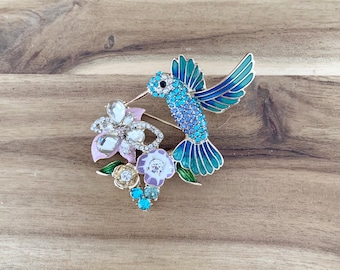 Anne Klein humming bird and flower Brooch Pin NWOT all item prices include US tariffs
