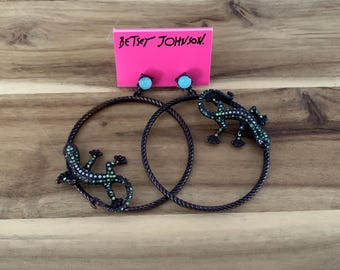 Betsey Johnson rhinestone lizard drop earrings NWT jewelry/ all item prices include US tariffs