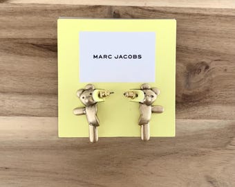 Heaven by Marc Jacobs golden Teddy Bear Stud Earrings NWT all item prices include US tariffs