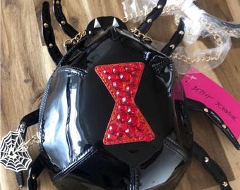 Betsey Johnson Black Widow spider crossbody bag purse NWT all item prices include US tariffs