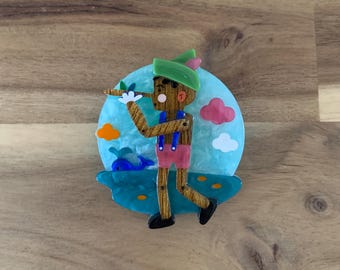 Pinocchio fairy tale brooch fairytale pin NWOT all item prices include US tariffs