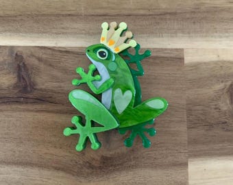 Erstwilder Kiss and Tell Brooch frog fairy tale Pin NWOT all Item Prices Include Us Tariffs