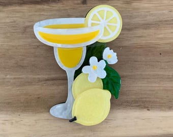 Erstwilder Digestif Italiano Brooch lemon drink cocktail pin NWOT all item prices include US tariffs