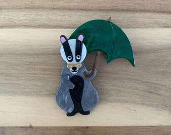 Erstwilder Bill the Badger brooch pin NWOT all item prices include US tariffs