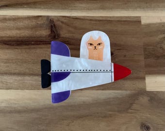 Erstwilder Moon Ride Brooch space astronaut cat pin NWOT all item prices include US tariffs