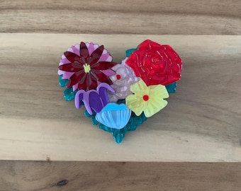 Erstwilder Corazon de Flores Brooch flower heart pin NWOT all item prices include US tariffs