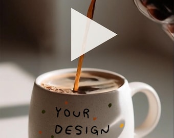 Coffee Mug Video Mockup (Vertical) — Pour Action Scene, PSD Template