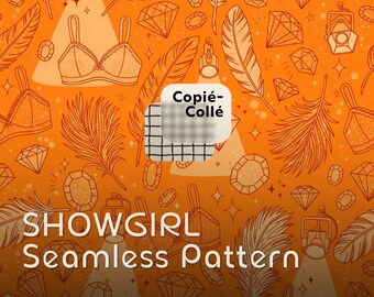 Showgirl Seamless Pattern Pack | 2 Colors | Orange Glitter & Neutral | Eras Tour Inspired Art