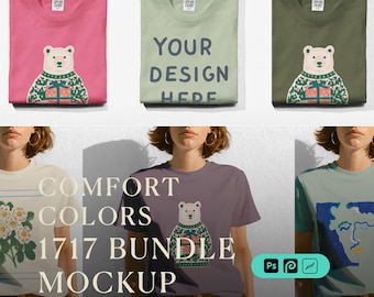 Comfort Colors 1717 Mockup Bundle - T-Shirt Mockup Template - Female Model