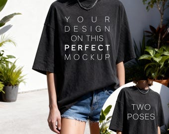 Comfort Colors Black T-Shirt Mockup: Studio Model, C1717 (Digital Download)