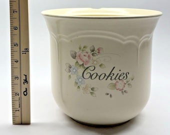 Pfaltzgraff Tea Rose Cookie Jar Canister Floral 10" No Lid Vintage Read