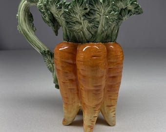 Jarra de cerámica Fitz Floyd con forma de zanahoria, decoración vintage para huerto vegetal. LEER